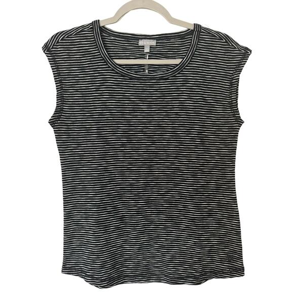 T by Talbots Black and White Striped Cap Sleep Shirt Size Small - Picture 1 of 6